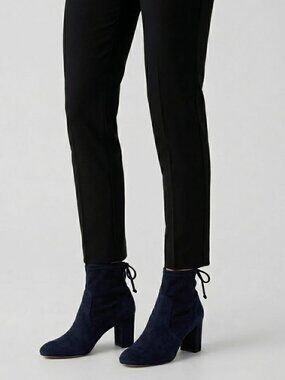 Stuart Weitzman Tie Back Stretch Suede Ankle Boots